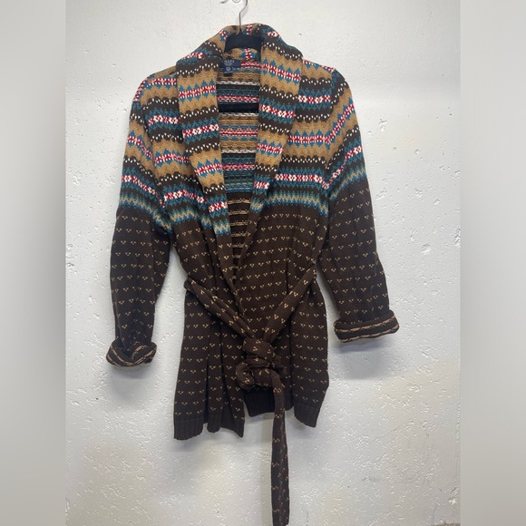 Chaps Ralph lauren womens south Western Knit cardigan  sz L/P Aztec Vtg 80s - Picture 6 of 12